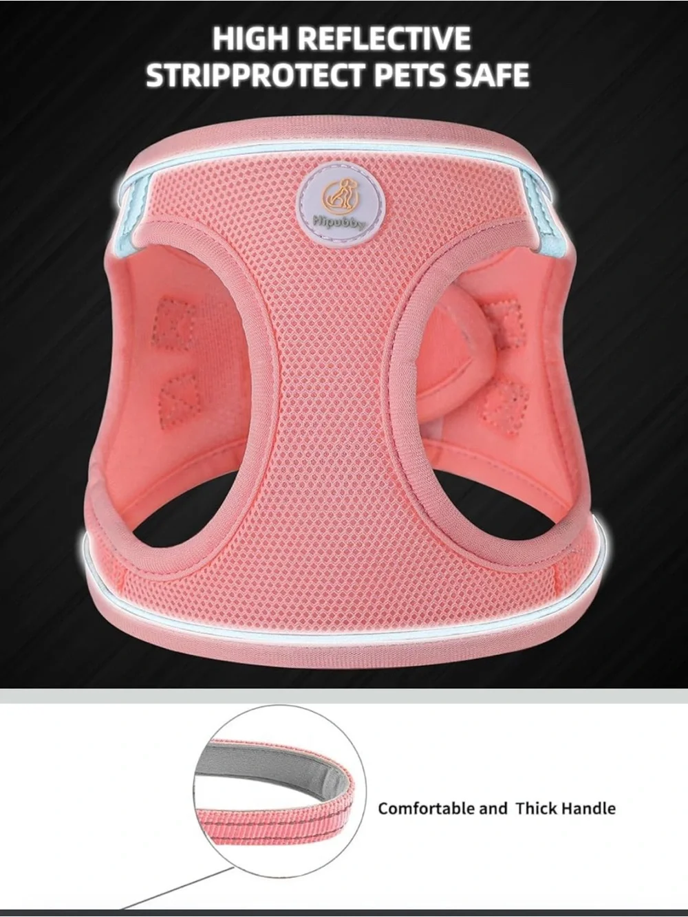 Pink Breathable Mesh Pet Harness with Logo